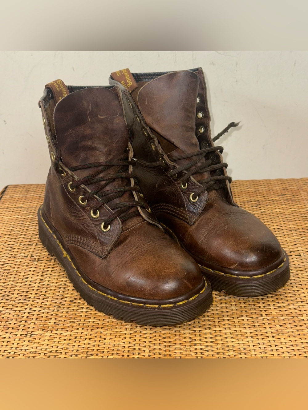 Vintage 90s Dr. Martens Boots 1460 Crazy Horse Boots Made in England Brown UK 3
